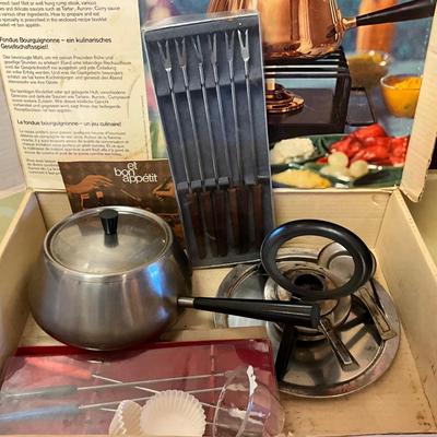MDR1468 Mid Century Modern  Spring Swedish FONDUE Pot and Accessories