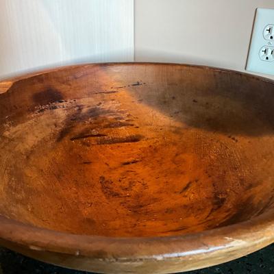 K1475 Antique Wooden Country Mixing Bread Bowl