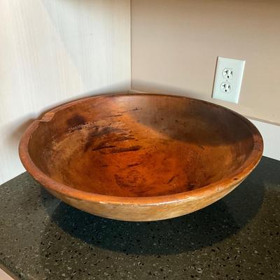 K1475 Antique Wooden Country Mixing Bread Bowl