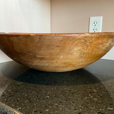 K1475 Antique Wooden Country Mixing Bread Bowl