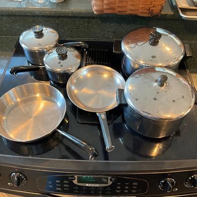 K1480 Set of Aluminum Clad Farberware Pots and Pans