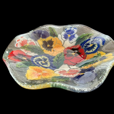 Glass Flower Pansies Pansy Bowl