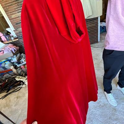 Women's red caped top coat