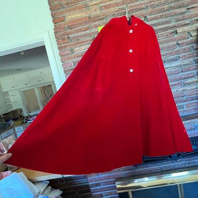 Women's red caped top coat