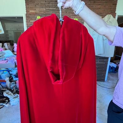 Women's red caped top coat