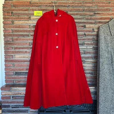 Women's red caped top coat