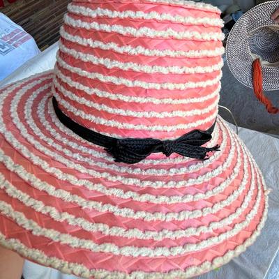 Two vintage gardening straw hats