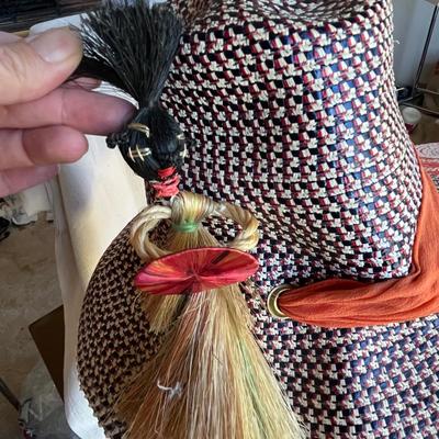 Two vintage gardening straw hats