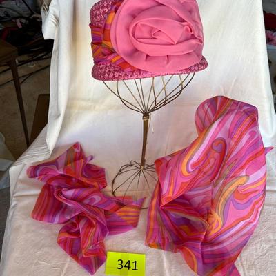 Vintage 60s hat with matching scarves