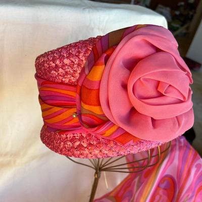 Vintage 60s hat with matching scarves