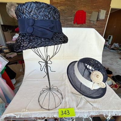 2 Vintage blue hats