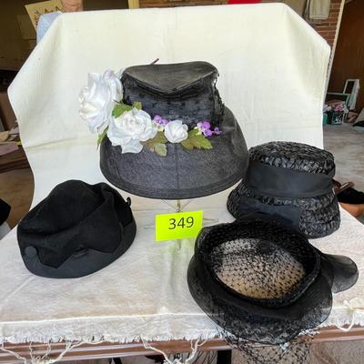 Lot of 4 Vintage Black Hats