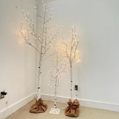 RESTORATION HARDWARE ~ Winter Wonderland Trees ~ Set Of Three (3) ~ White Birch LED Lighted Trees