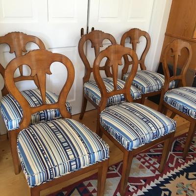 6 Upholstered Biedermeier Dining Room Chairs