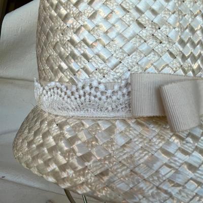 2 White Woven hats