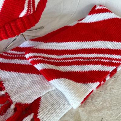Candy Cane Striped Knit hat, scarf, & gloves!