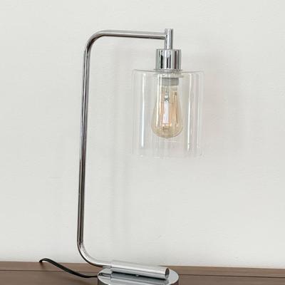 Modern Metal Desk Lamp ~ With Glass Shade