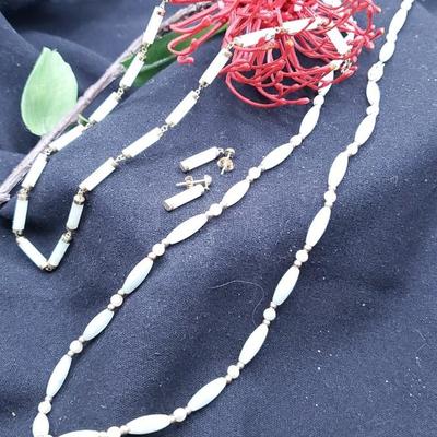 Vintage Jade tube jewelry set