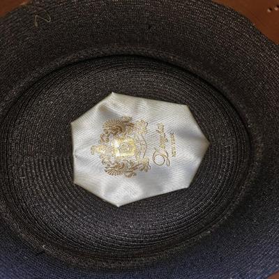 Vintage straw Fedora Hat, Size 7 3/8s Milan Disney Hats and Box!