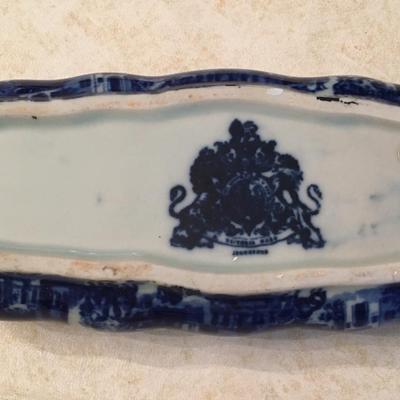 Vintage Victoria Transferware ironstone trinket box Flow Blue