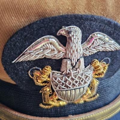 Captain's Hat United States Navy WW2 Tan Visor Peak Cap