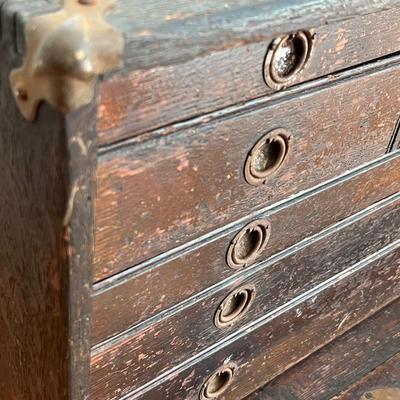 Eight (8) Drawer Vtg. Union Machinist Wood Tool Chest