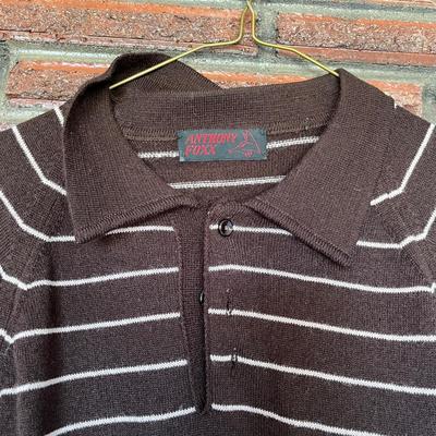 4 men's knit polos striped