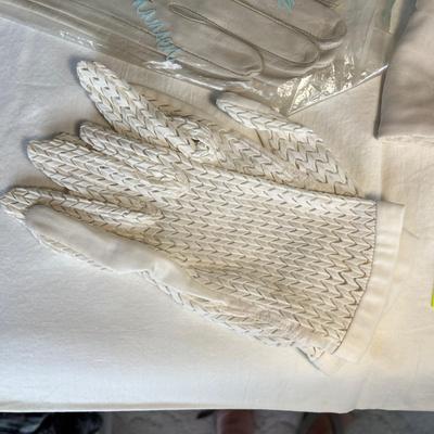 Vintage white evening gloves