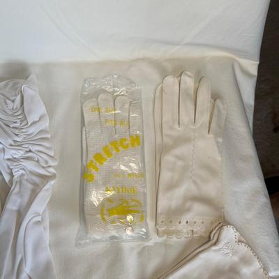 Vintage white evening gloves