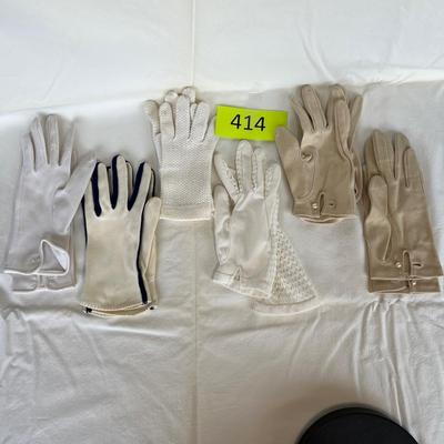 Lot of 6 Evening Gloves White/ Tan