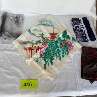 Lot of Oriental print scarves
