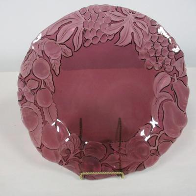 Italian Intaglio Amethyst Embossed Glass Plate