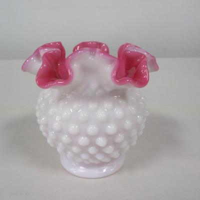 Vintage Fenton Hobnail Cranberry Glass Vase
