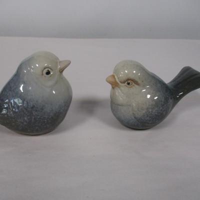 Pair of Blue Stoneware Birds
