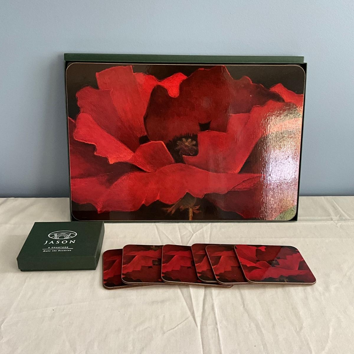 MR1498 Set of 4 Jason Hardboard "Midday" Floral Placemats and Coasters
