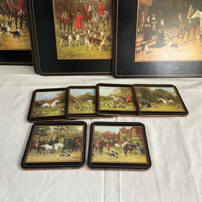 MR1501 Set of 8 Pimpernel Hunting Scene Hardboard Placemats and 6 Coasters