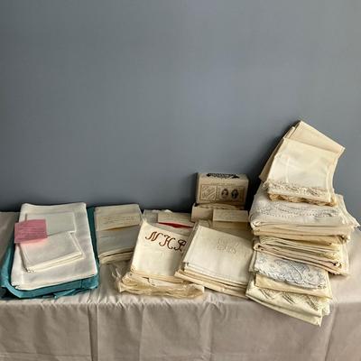MR1502 Lot of Antique Lace and Crochet Pillow Cases and Sheets