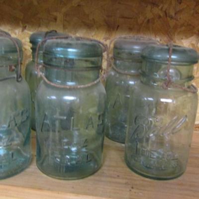Blue Bale Top Jars- 6 Quarts and 2 Pints- Ball and Atlas (Lot #2)