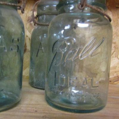 Blue Bale Top Jars- 6 Quarts and 2 Pints- Ball and Atlas (Lot #2)