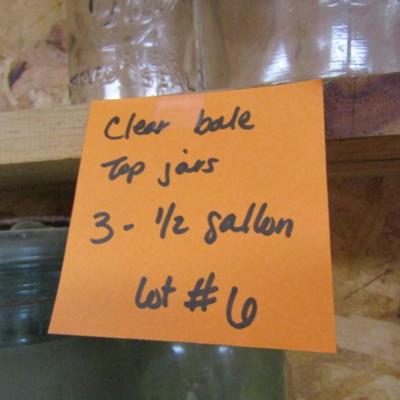 Three Clear Bale Top Jars- 1/2 Gallon Size (Lot #6)