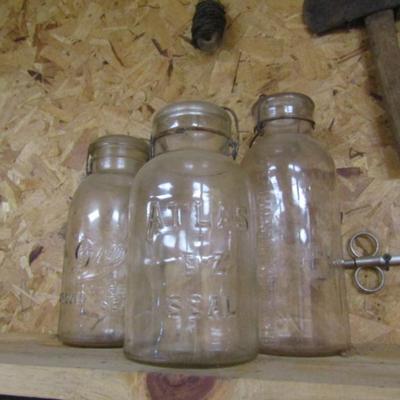 Three Clear Bale Top Jars- 1/2 Gallon Size (Lot #6)