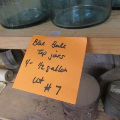 Four Blue Bale Top Jars- 1/2 Gallon Size (Lot #7)