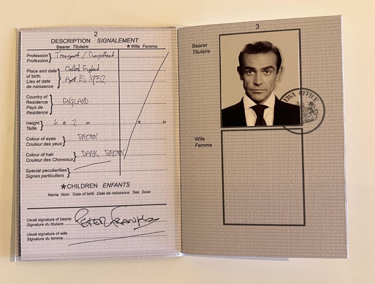 James Bond passport movie prop