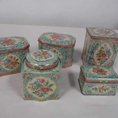 Set of Five English Biscuit Tins Designed by Daher Long Island, NY