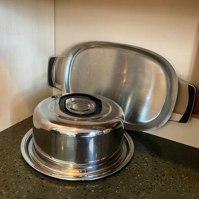 K1513 Vintage Chrome Cake Cover and Stainless Tray