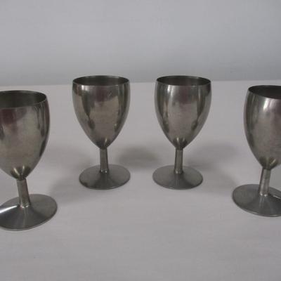 Vintage Metawa Holland Real Pewter Set of 4 Wine Cups Goblets Aperitif