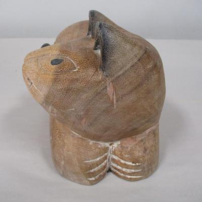 Whimsical Carved Wood Cat Figurine