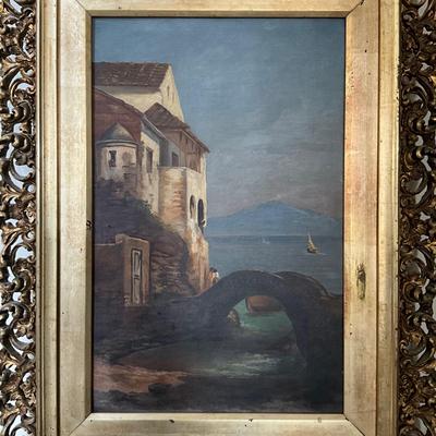LR1521 Antique Oil on Canvas Seascape Painting