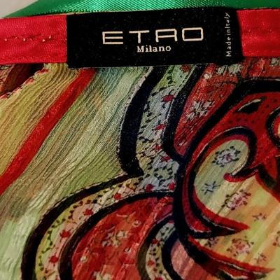 Vtg 90s Etro Milano Silk Chiffon High/Low Paisley Tunic Embroidered wool Rim