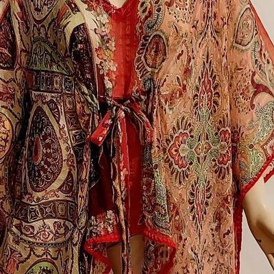 Vtg 90s Etro Milano Silk Chiffon High/Low Paisley Tunic Embroidered wool Rim